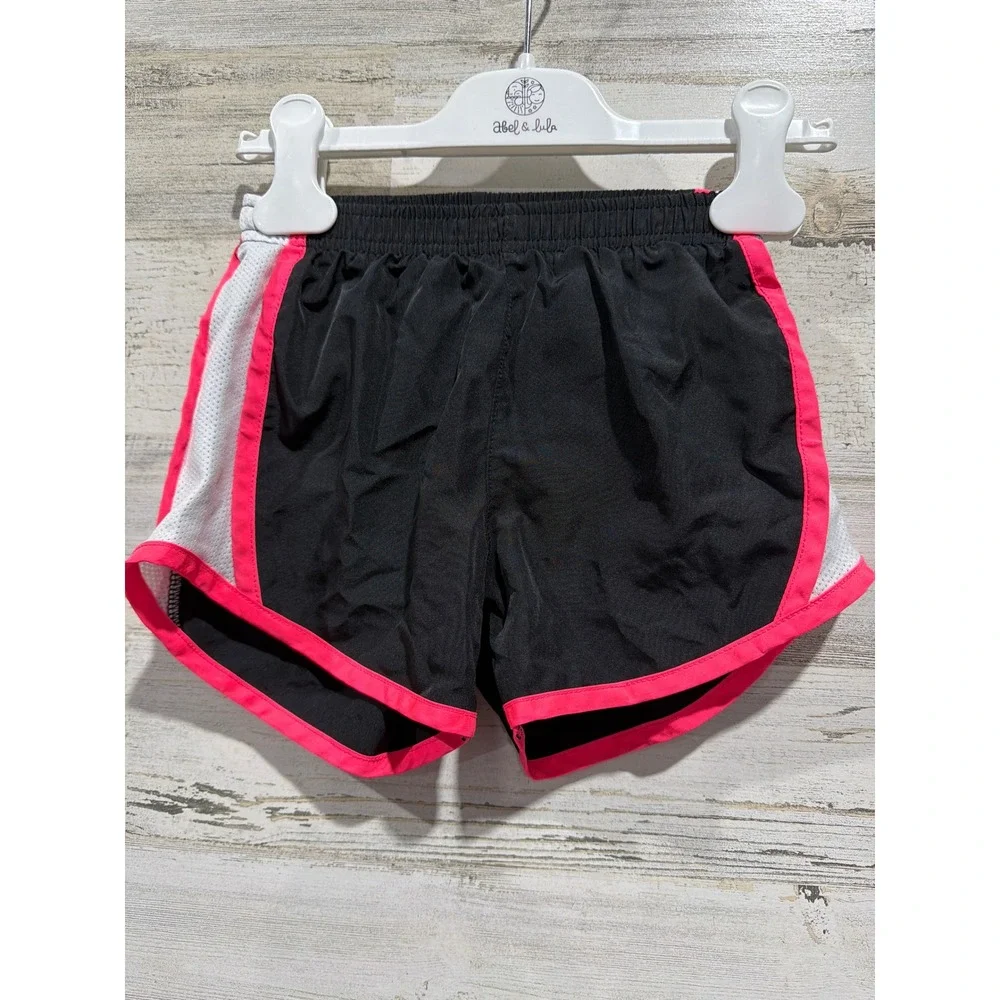 Nike Dri-FIT Shorts Girls Size 6 Black Pink Mesh Athletic Sporty *Flawed
